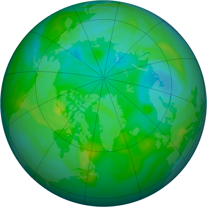 Arctic ozone map for 09 August 2007